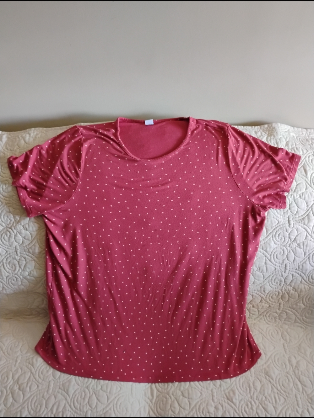 Old Navy Raspberry Pink Short Sleeve Polka Dot Tee
